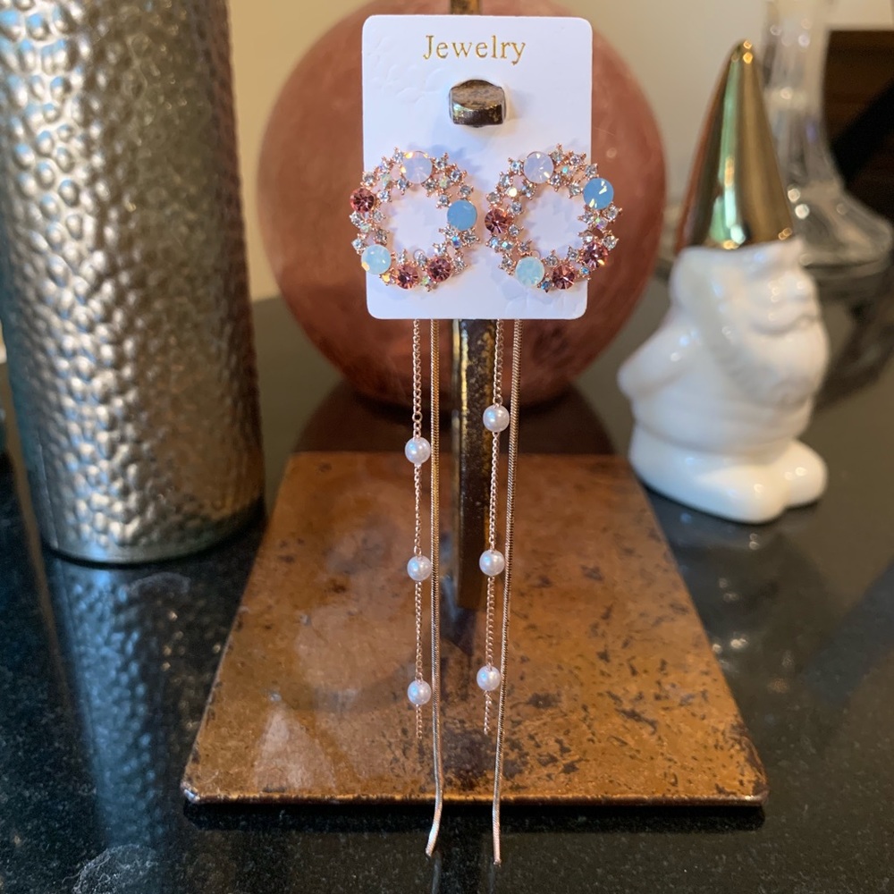 Korean Style Pearl Colored Quartz Earrings